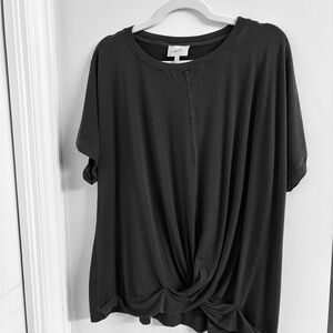 Soma Black Short Sleeve Knot Top
